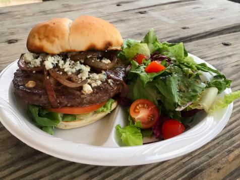 New Zealand Red Deer Burger with Bleu Cheese