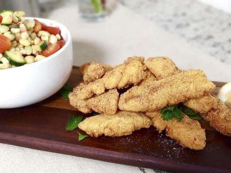 Catfish Fingers and Bean Salad