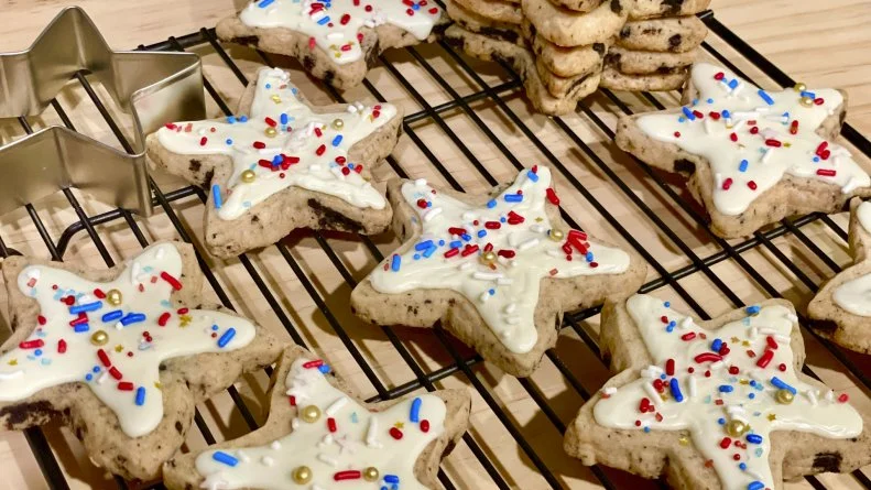 Lasheeda Perry makes Cookies n' Cream Shortbread Stars, as seen on Food Network Kitchen Live.