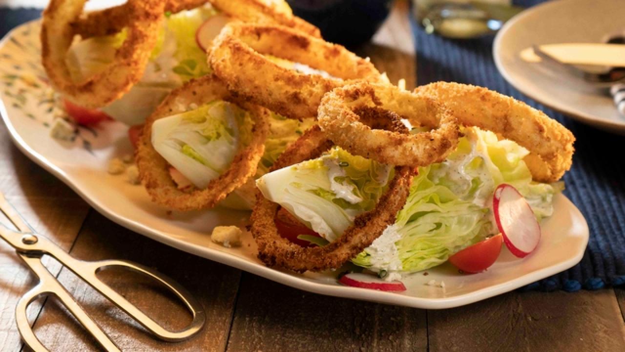 Wedge Salad with Onion Rings