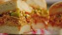 Buffalo Chicken Sliders with Celery-Blue Cheese Slaw