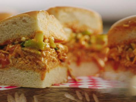 Buffalo Chicken Sliders with Celery-Blue Cheese Slaw