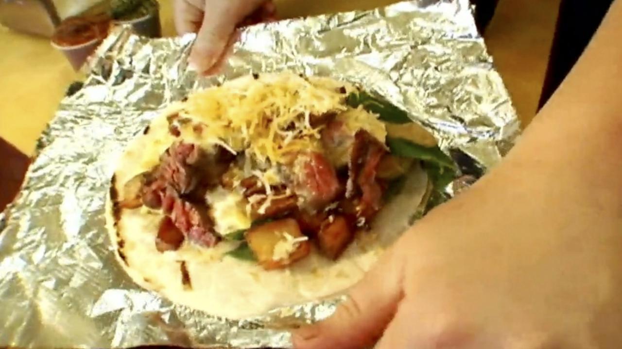 Paris, TX, Steak and Egg Tacos