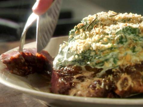 Pan-Roasted Cowboy Ribeye with Creamed Swiss Chard