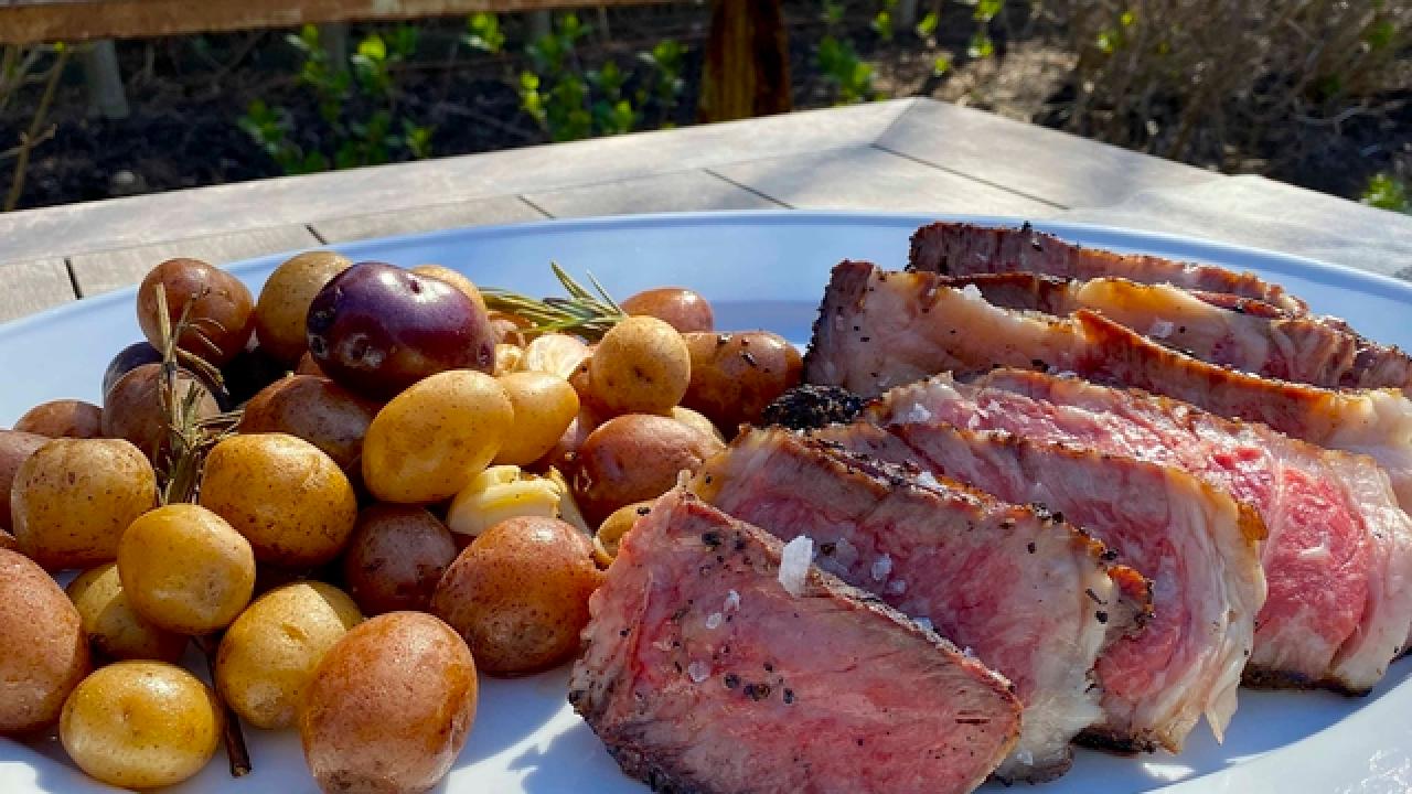 Fire Pit Steak and Potatoes