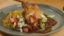 Chicken Adobo with Filipino Fried Rice and Eggplant