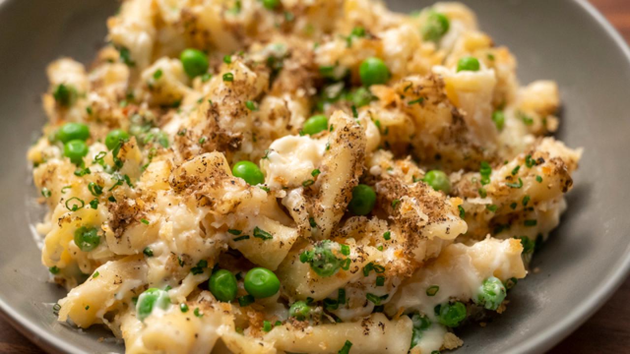 Truffle, Pea and Chive Mac and Cheese
