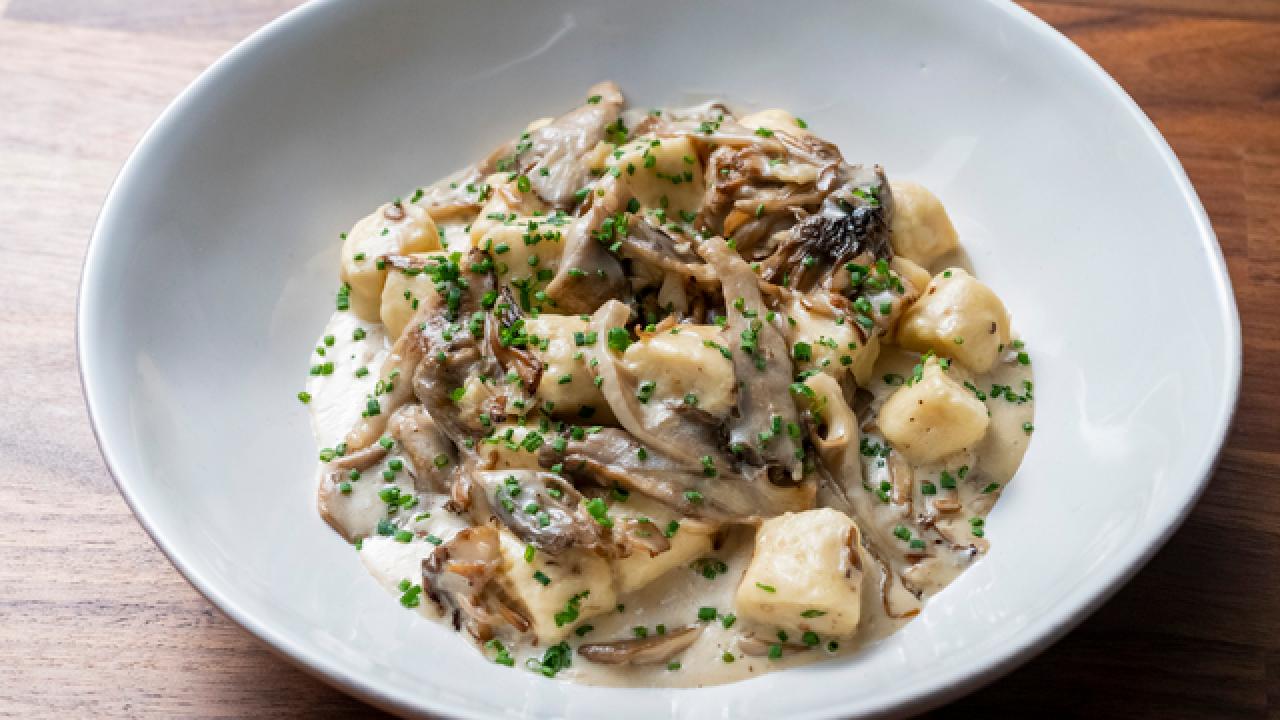 Ricotta Gnocchi with Mushroom Cream Sauce