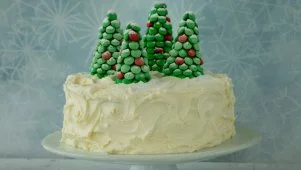 Peppermint Layer Cake with M&M’S Trees
