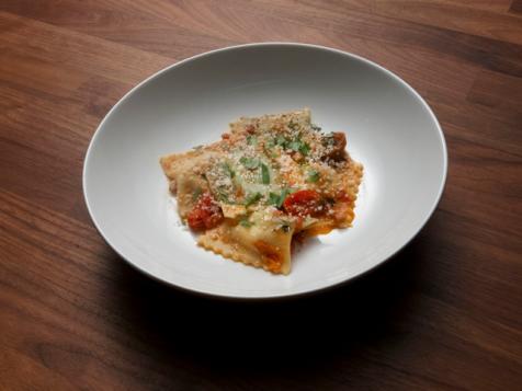 Agnolotti with Sausage and Ricotta Filling and Burst Cherry Tomato Sauce