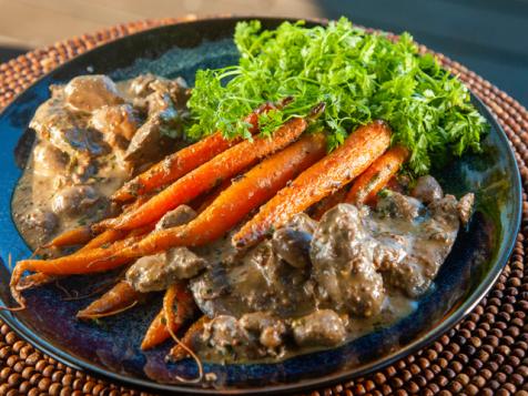 Thyme Roasted Carrots and Rabbit Bits a la Moutarde