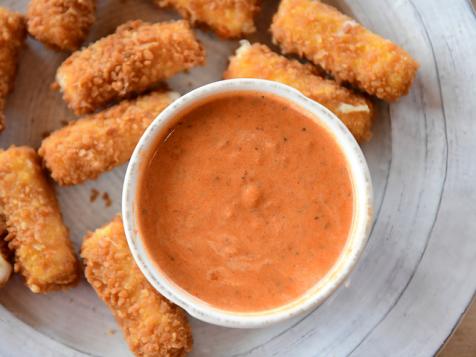 Garlic and Herb Mozzarella Sticks with Marinara Dipping Sauce