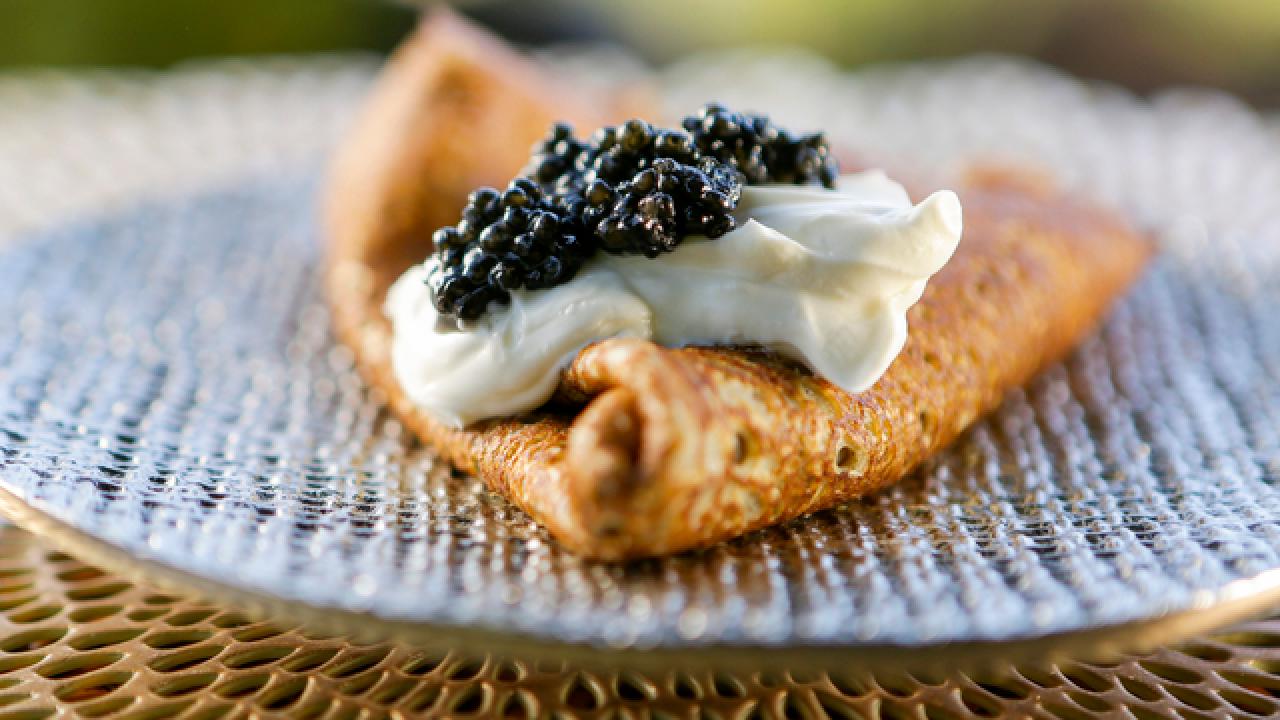 Caviar with Buckwheat Crepes