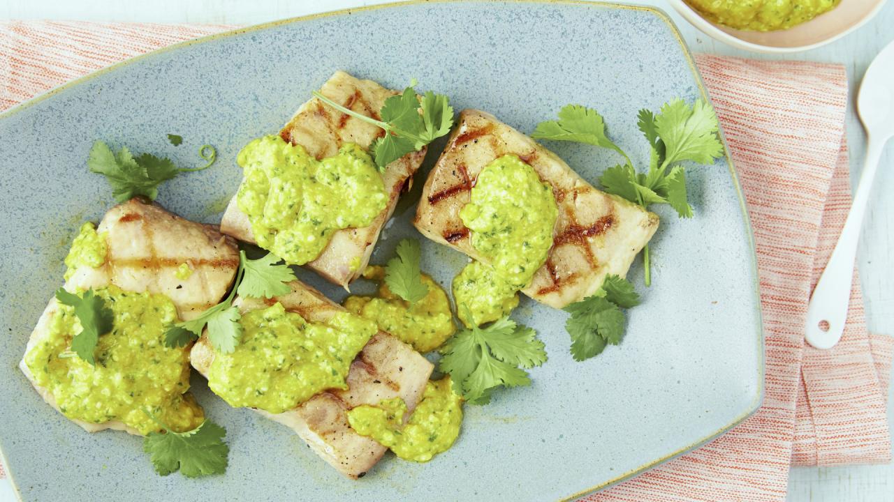 Barbecued Mahi Mahi With Pesto
