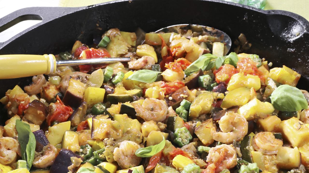 Ratatouille with Shrimp and Okra