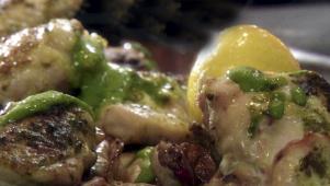 Grilled Chicken with Garlic-Herb Dressing and Grilled Lemon