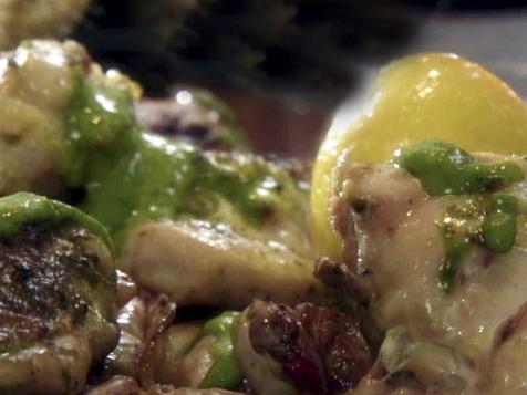 Grilled Chicken with Garlic-Herb Dressing and Grilled Lemon
