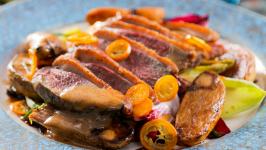 Whole Duck with Green Peppercorn Glaze Recipe, Alex Guarnaschelli