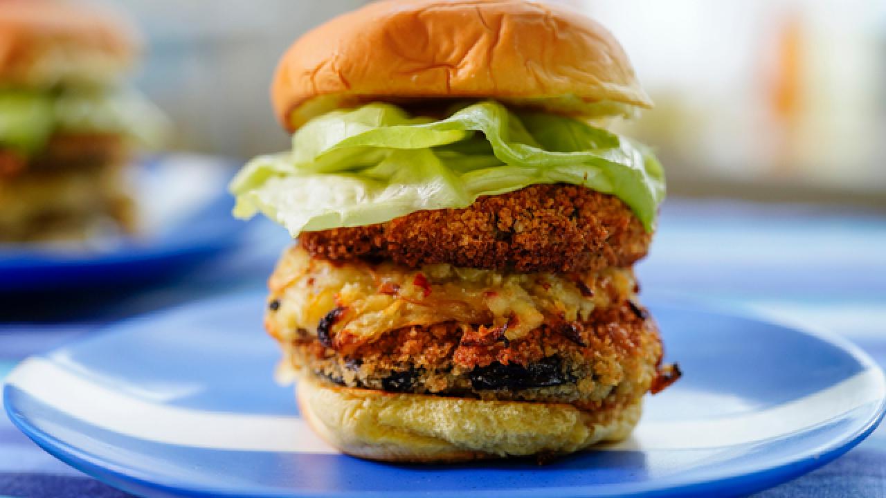 Cheesy, Stuffed Portobello Mushroom Burgers