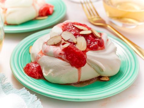Mini Strawberry Rhubarb Pavlovas