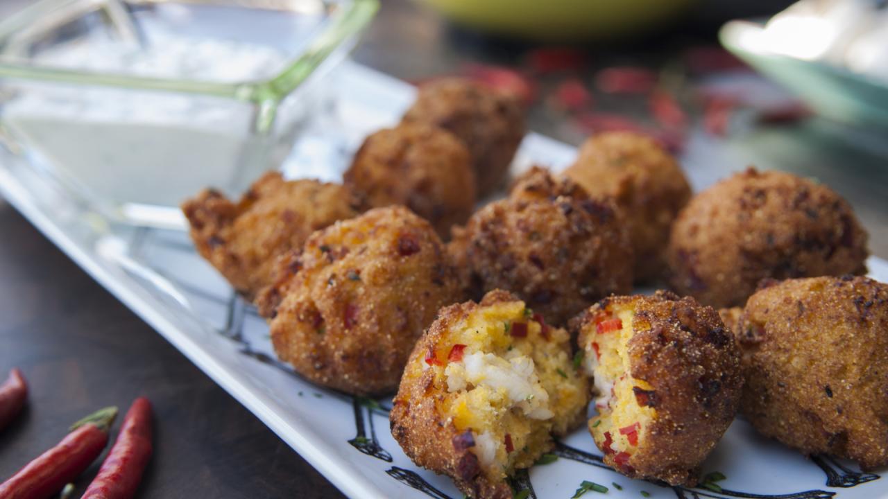 Lobster Hushpuppies with Horseradish Cream