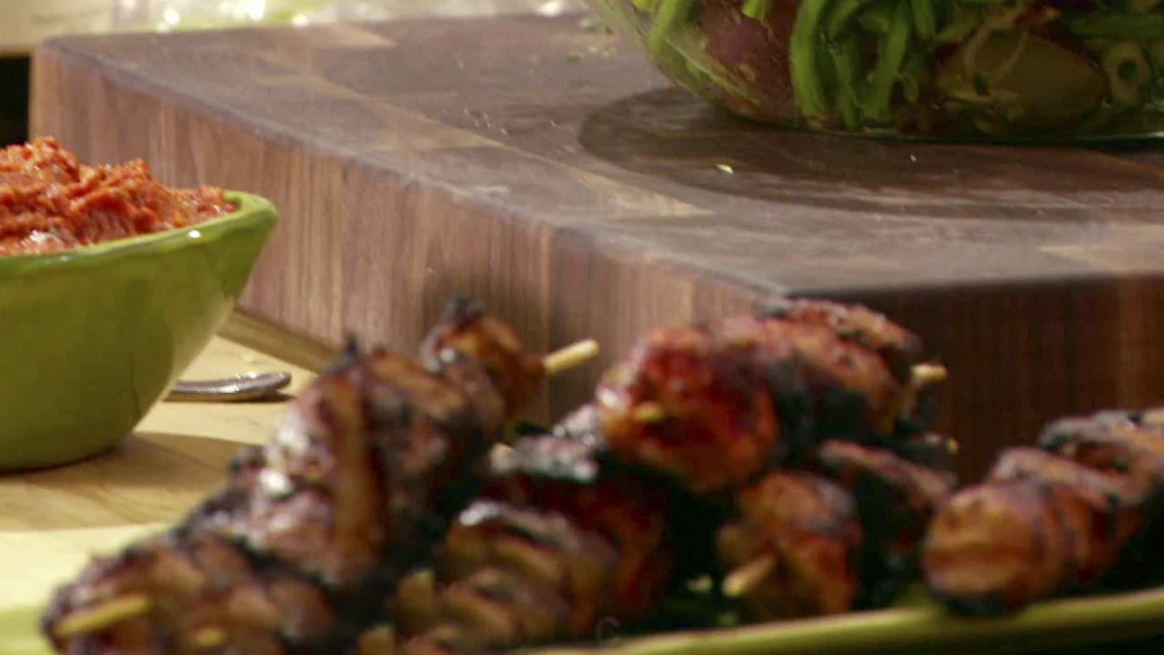 Pork Kebabs With Romesco
