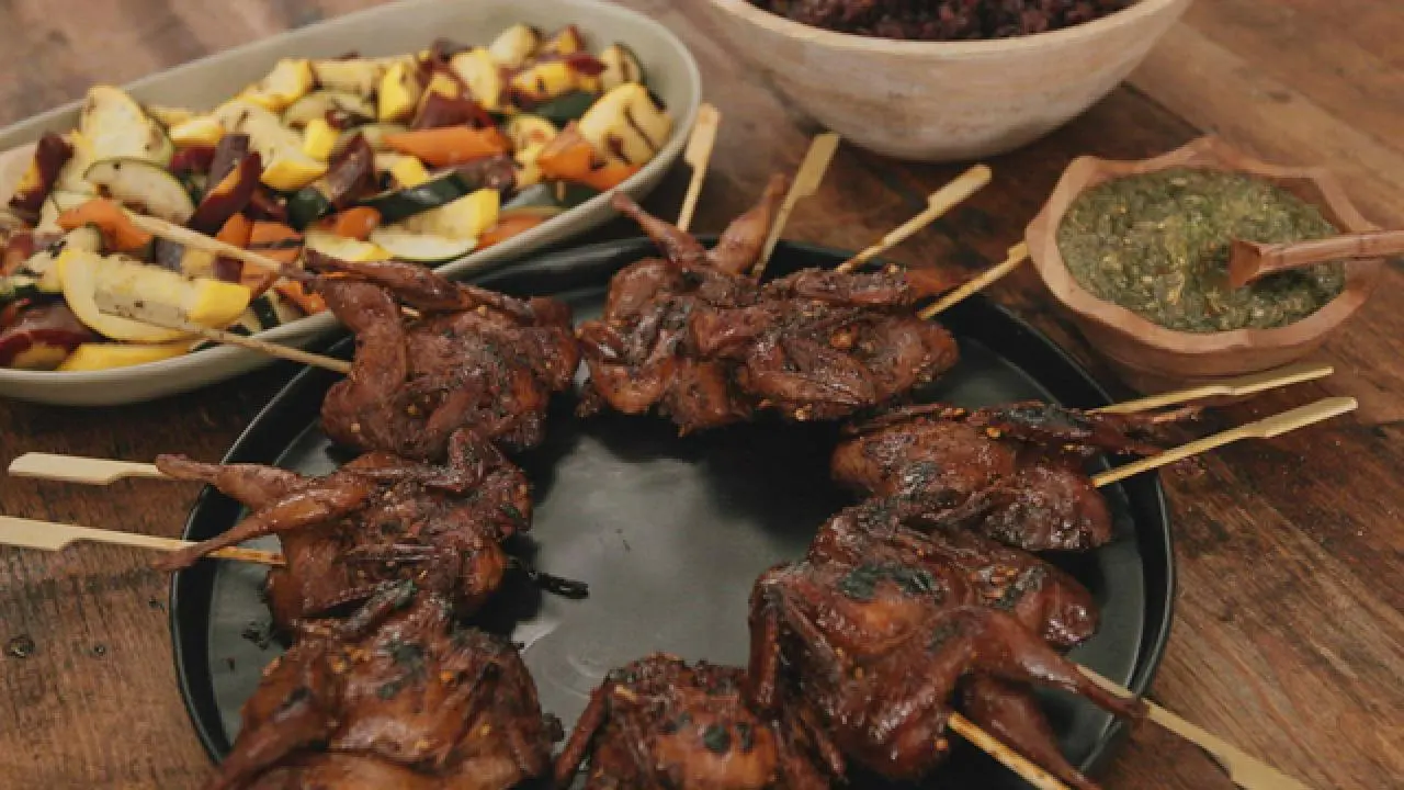 Spatchcock Rotisserie Quail with Sweet Marinade Recipe Yia Vang