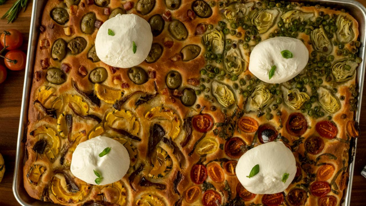 Four-Flavor Focaccia with Burrata