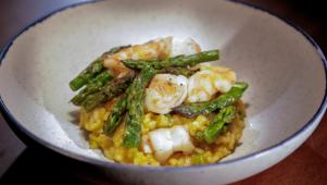 Shrimp with Asparagus Risotto