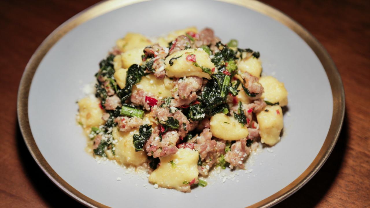 Potato Gnocchi with Fennel Pork Sausage, Calabrian Chili and Broccoli Rabe