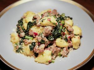 Chef DuWayne’s Homemade Gnocchi with Pork Fennel Sausage, Broccolini, and Calabrian Chilies, Food Network’s Chef Boot Camp