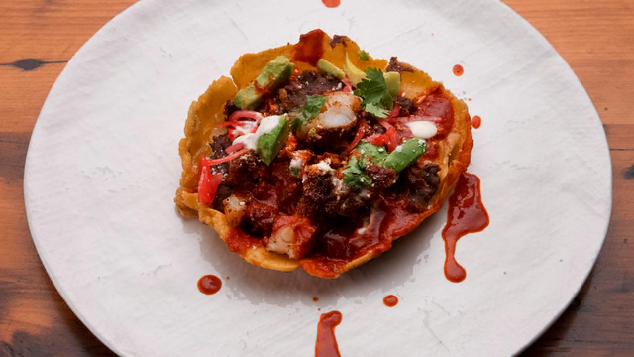 Chorizo and Shrimp Sopes