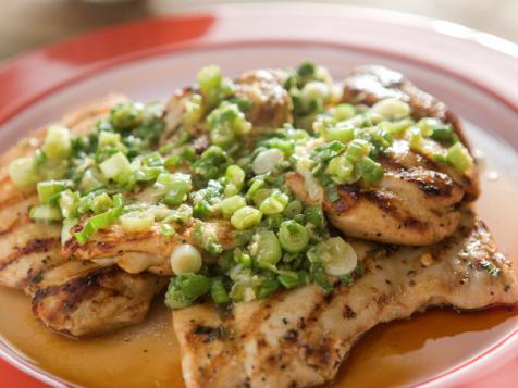 Grilled Chicken Thighs with Scallion Ginger Sauce