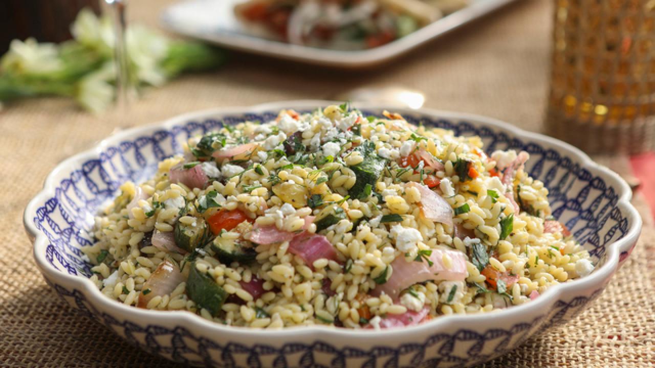 Mediterranean Grilled Veggie Orzo Salad