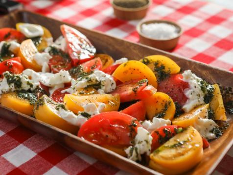 Burrata Caprese with Basil Garlic Oil