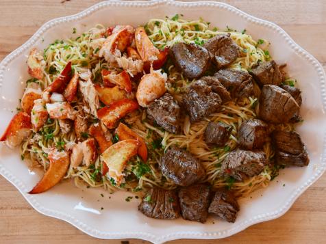 Herbed Lemon Pasta with Lobster and Steak Bites