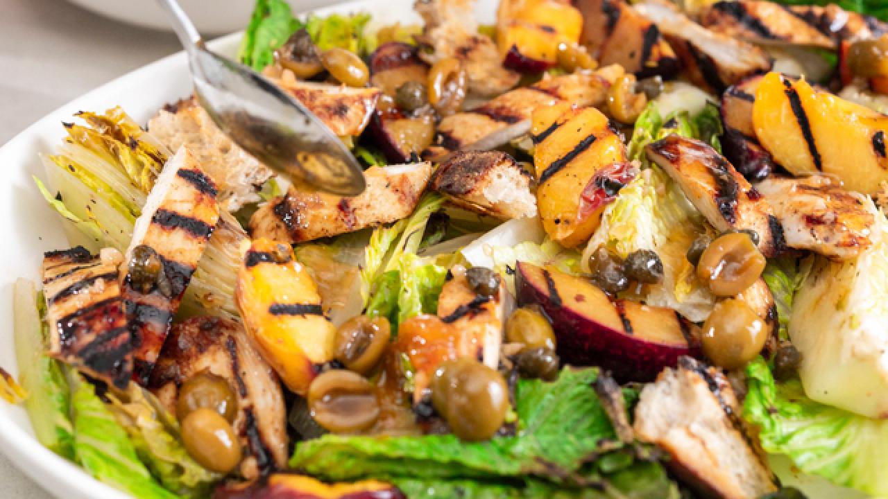 Grilled Chicken Marbella Panzanella