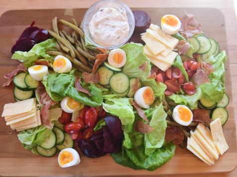 Pub Salad Board with Creamy Caper Tarragon Dressing