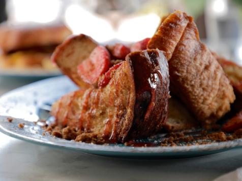 Strawberry Cheesecake Stuffed French Toast with Strawberry Syrup