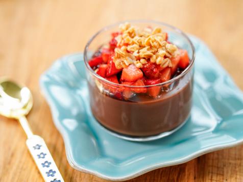 Chocolate Oat Milk Budino with Balsamic Strawberries