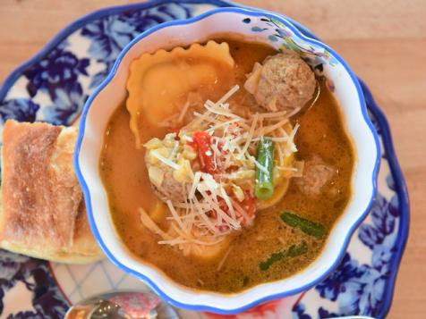 Ravioli and Meatball Soup