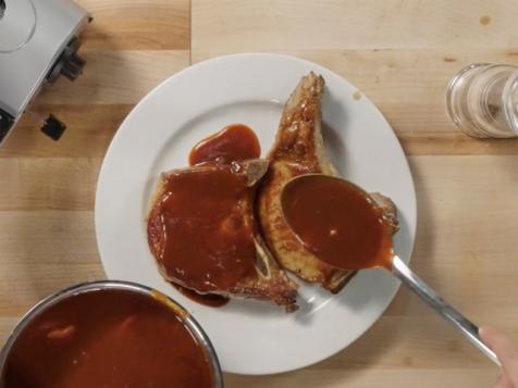Charred Double-Cut Pork Chops with Brown Sugar BBQ Sauce