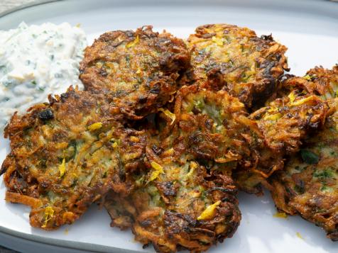 Potato Zucchini Pancakes with Yogurt Sauce