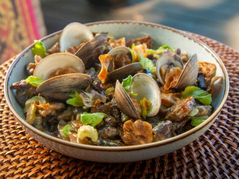 Clams with Guanciale, Sunchokes and Celery Root