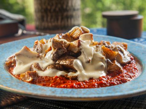 Sunchokes Bravas with Roasted Peppers and Lemon Aioli