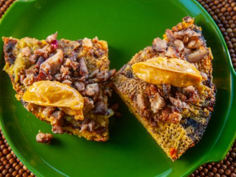 Green Chile Cornbread Skillet with Crispy Pork and Spicy Honey Butter