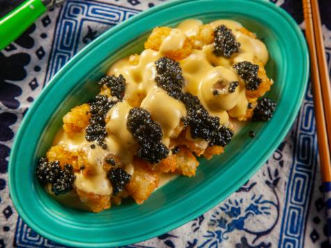 Crispy Potato Nuggets with Beer Cheese and Caviar