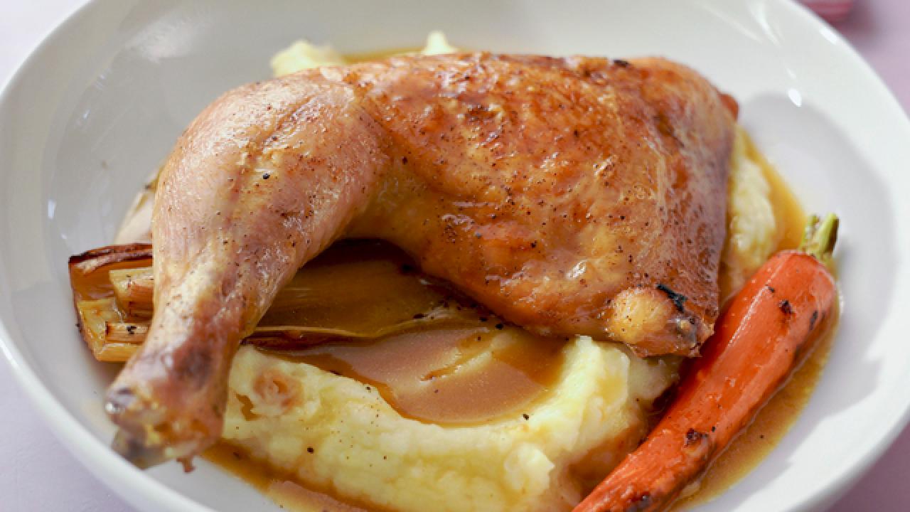 Crispy Roasted Chicken with Carrots and Potatoes