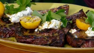 Rib Eyes and Lemon Goat Cheese