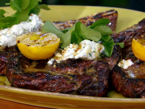 Rib Eyes and Lemon Goat Cheese